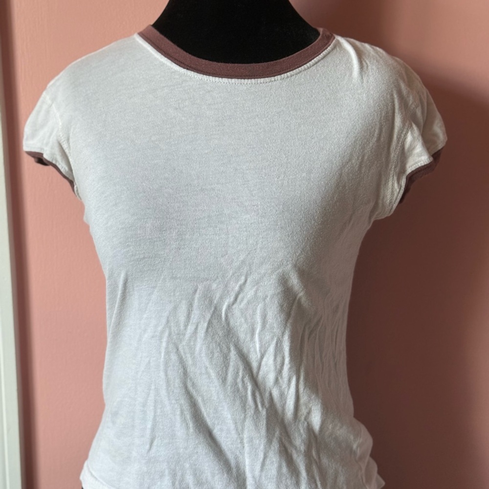 Hard Rock Cafe White and Brown Ringer Tee